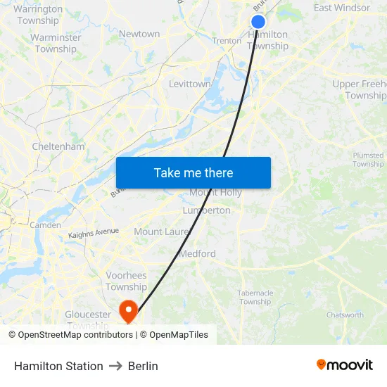 Hamilton Station to Berlin map