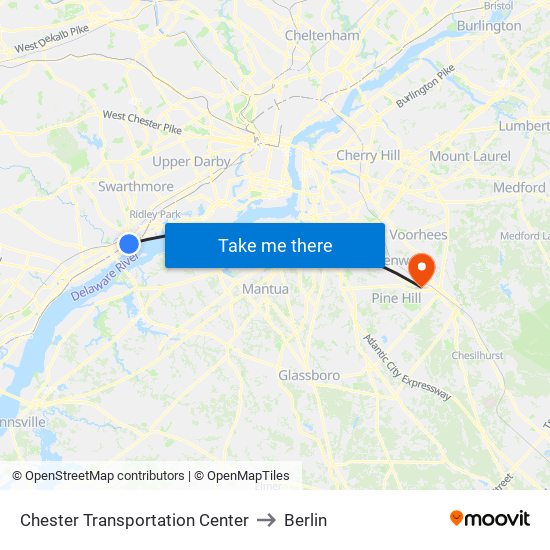 Chester Transportation Center to Berlin map
