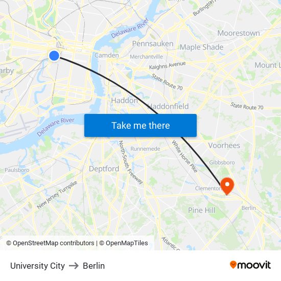 University City to Berlin map