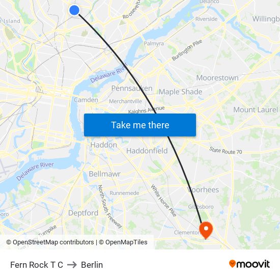 Fern Rock T C to Berlin map
