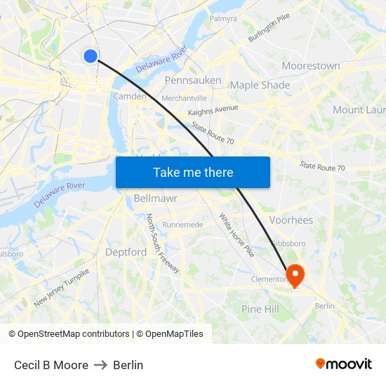 Cecil B Moore to Berlin map