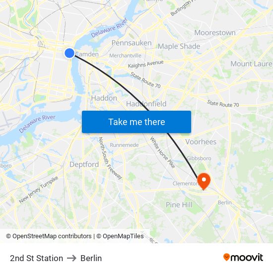 2nd St Station to Berlin map