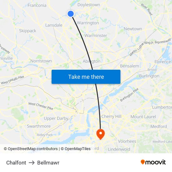 Chalfont to Bellmawr map