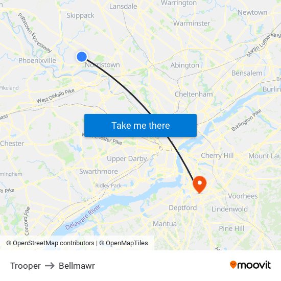 Trooper to Bellmawr map