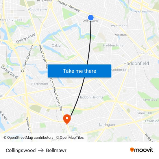 Collingswood to Bellmawr map