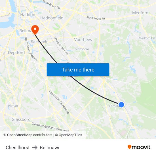 Chesilhurst to Bellmawr map