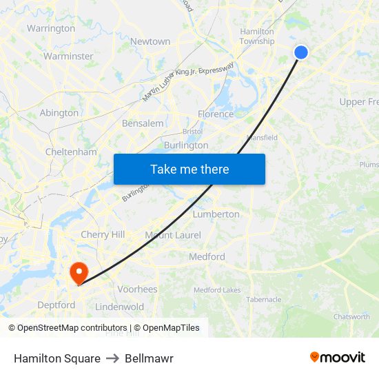 Hamilton Square to Bellmawr map