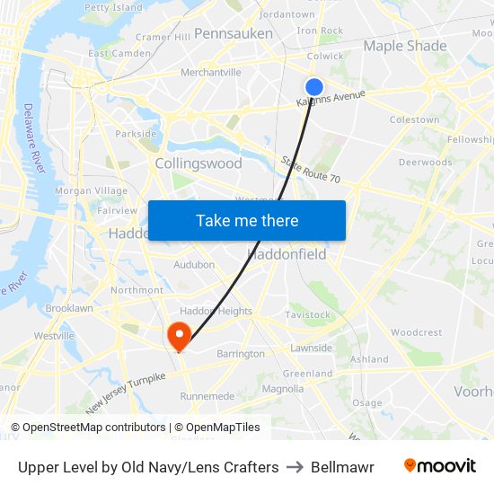 Upper Level by Old Navy/Lens Crafters to Bellmawr map