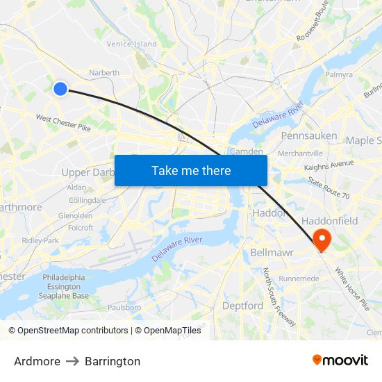 Ardmore to Barrington map