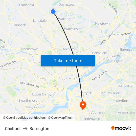 Chalfont to Barrington map