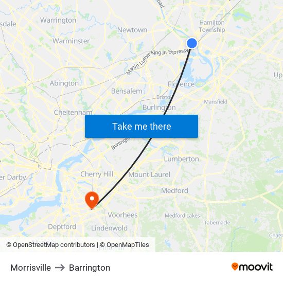 Morrisville to Barrington map
