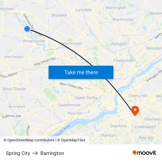 Spring City to Barrington map