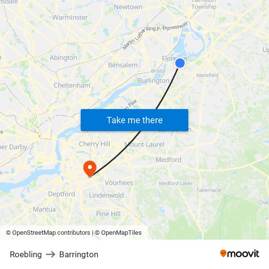 Roebling to Barrington map