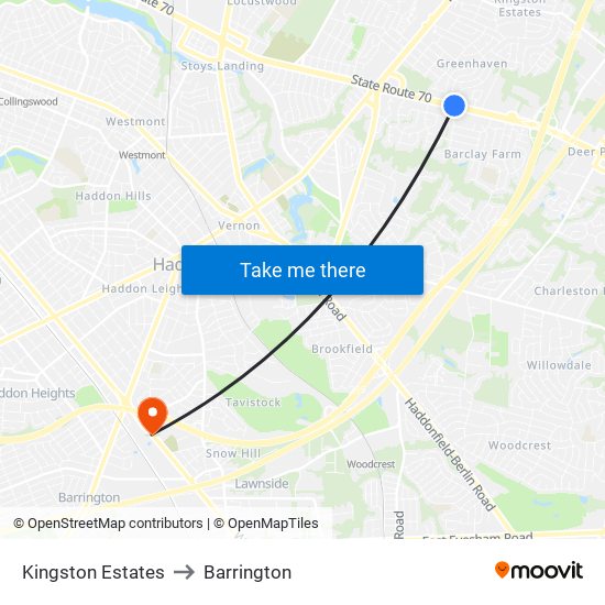 Kingston Estates to Barrington map
