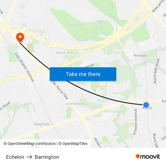 Echelon to Barrington map