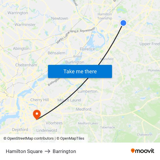 Hamilton Square to Barrington map