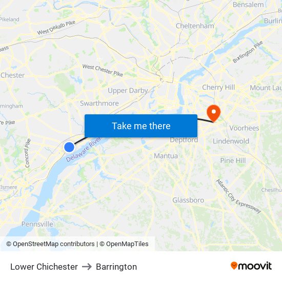 Lower Chichester to Barrington map