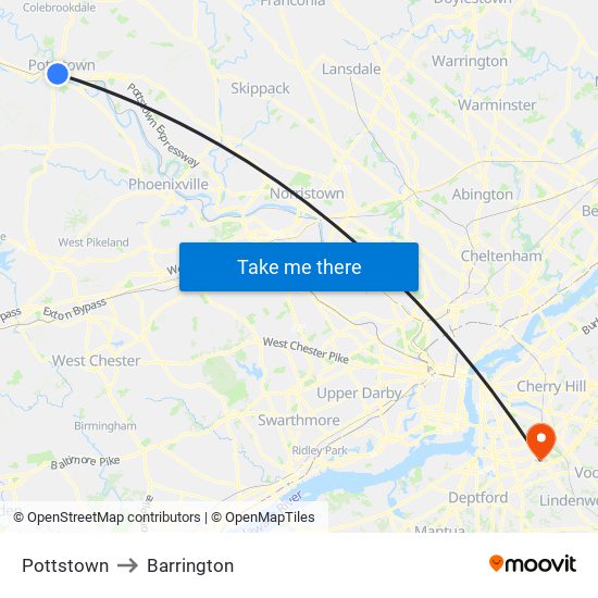 Pottstown to Barrington map