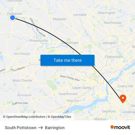 South Pottstown to Barrington map