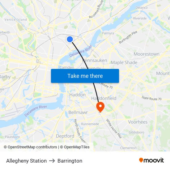 Allegheny Station to Barrington map