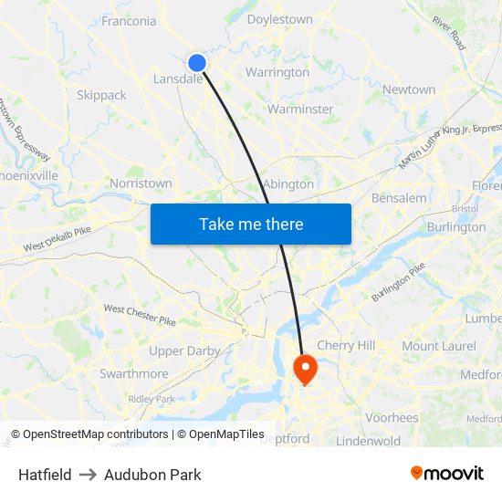Hatfield to Audubon Park map