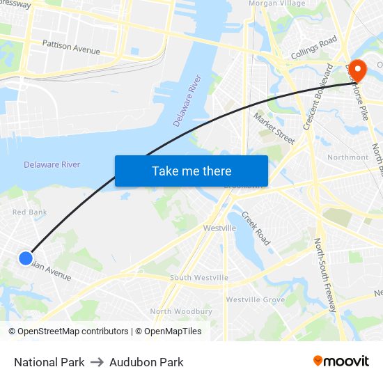 National Park to Audubon Park map