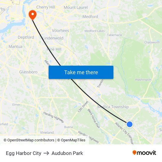 Egg Harbor City to Audubon Park map