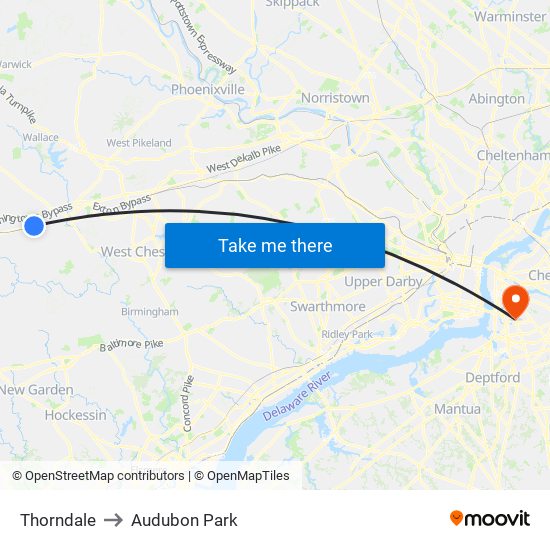 Thorndale to Audubon Park map