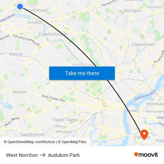 West Norriton to Audubon Park map