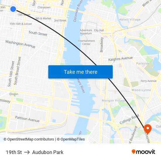 19th St to Audubon Park map