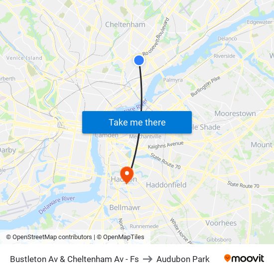 Bustleton Av & Cheltenham Av - Fs to Audubon Park map