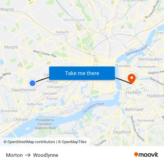 Morton to Woodlynne map