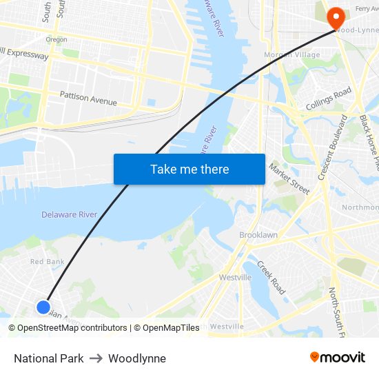 National Park to Woodlynne map