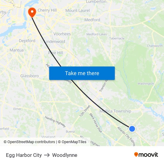 Egg Harbor City to Woodlynne map