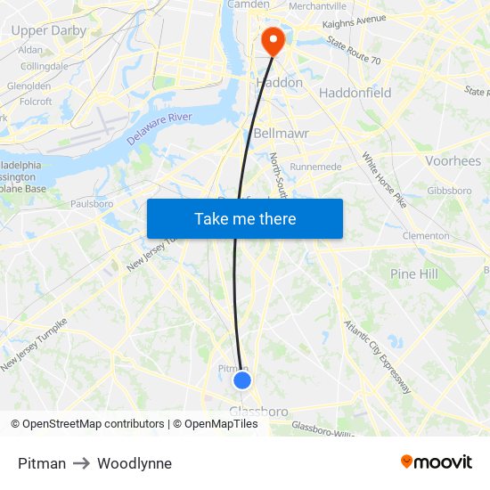 Pitman to Woodlynne map