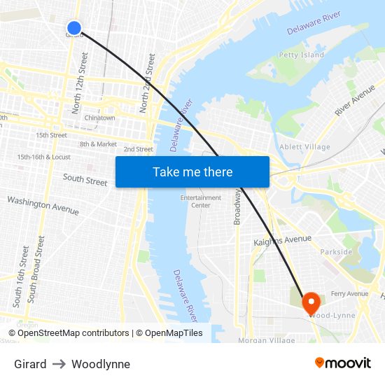 Girard to Woodlynne map