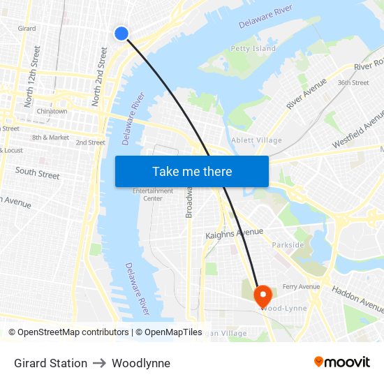 Girard Station to Woodlynne map