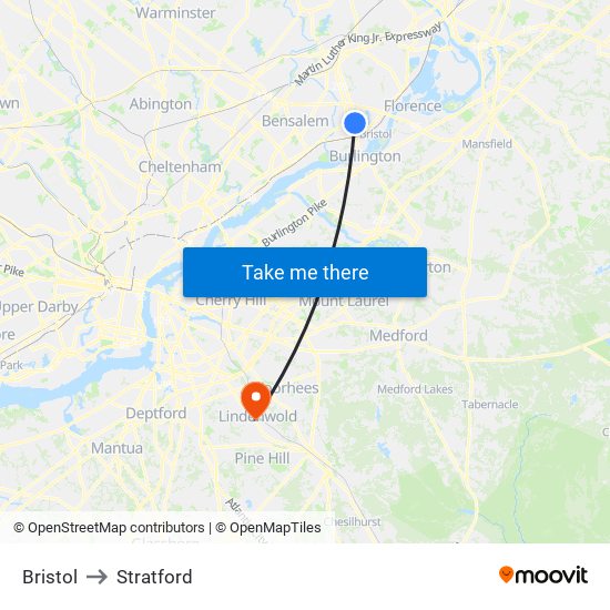 Bristol to Stratford map