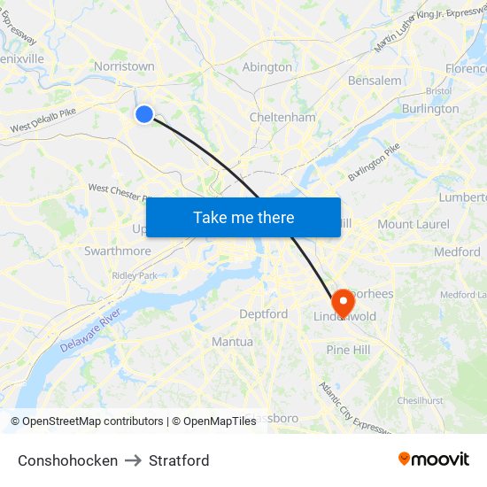 Conshohocken to Stratford map