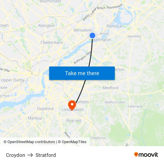 Croydon to Stratford map