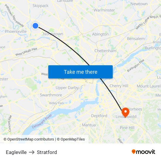 Eagleville to Stratford map