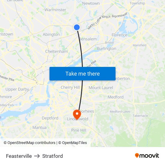 Feasterville to Stratford map