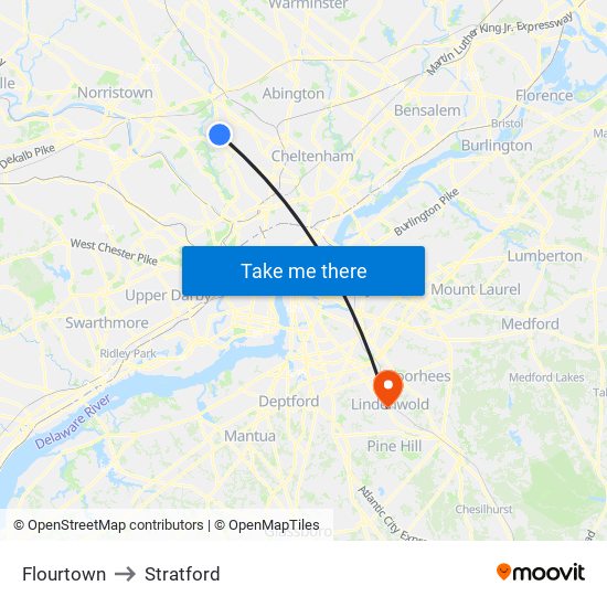 Flourtown to Stratford map