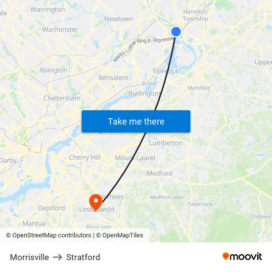 Morrisville to Stratford map