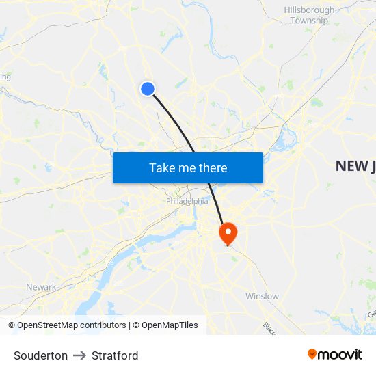 Souderton to Stratford map