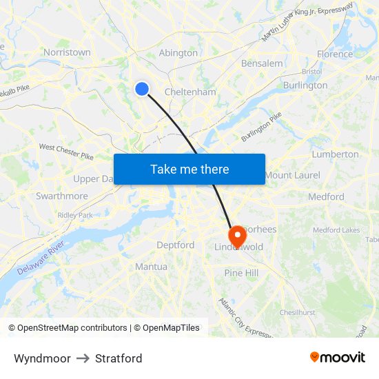 Wyndmoor to Stratford map