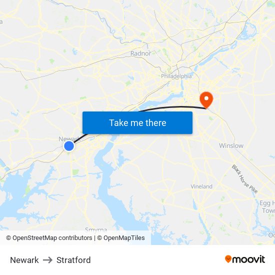 Newark to Stratford map
