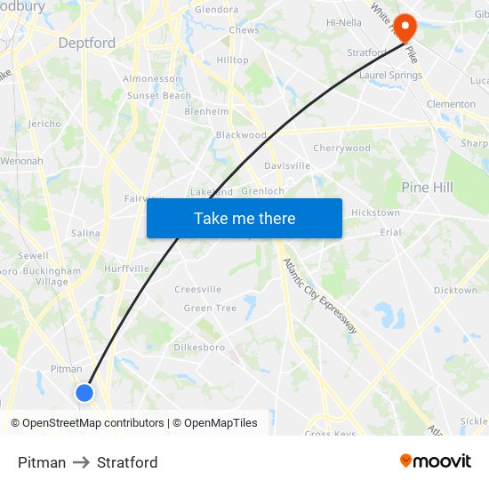 Pitman to Stratford map