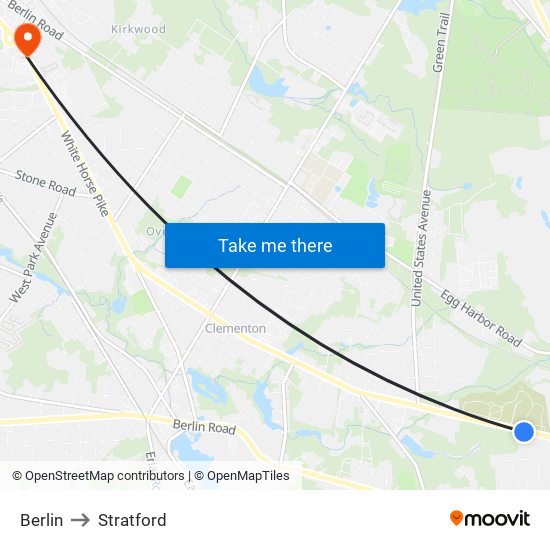Berlin to Stratford map