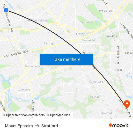Mount Ephraim to Stratford map